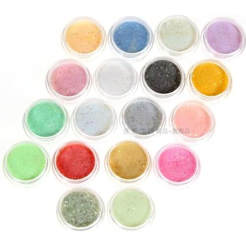 18 Colors Acrylic Nail Powder Dust Crystal Polymer Shiny DIY 3D Tips Decoration Builder Manicure Tools