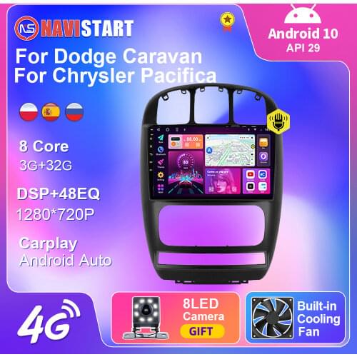 Android 10 Car Radio For Dodge Caravan Chrysler Pacifica 2006-2012 USB Android Auto Multimedia BT Carplay 4G WIFI No DVD Player
