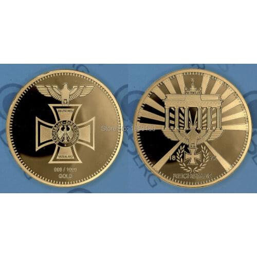 Free Shipping 50pcs/lot,DEUTSCHES REICH - REICHSBANK 1872 1 OZ 24K PURE GOLD PLATED COIN