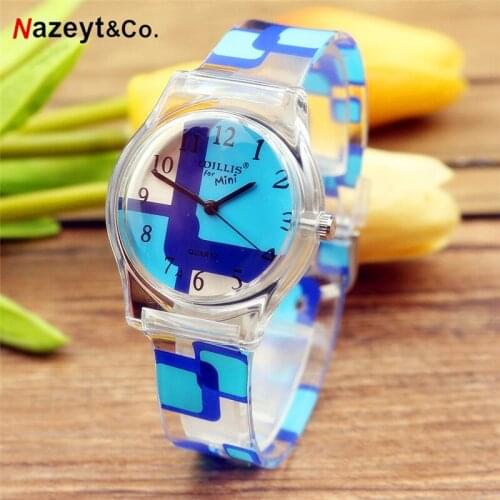 Free shipping student Rainbow stripe Women MiNi Watches Resin Fashion Table Waterproof Ladies girls love flower cute Watches2019
