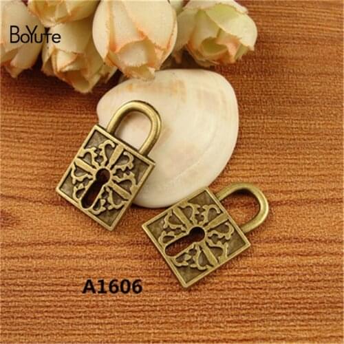 BoYuTe (60 Pieces/Lot) 17*27MM Antique Bronze Plated Metal Lock Charms Pendant Diy Jewelry Findings Necklace Pendant Accessories