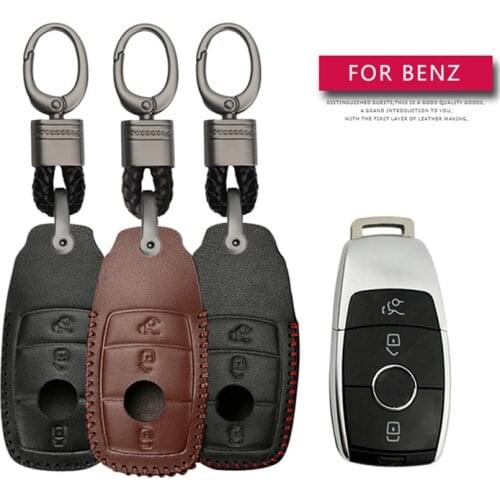 For Mercedes Benz E CLASS W203 W204 W211 W212 AMG CLa 2017 2018 Car Key Protection Shell Key Case Cover Leather Key Ring Shell