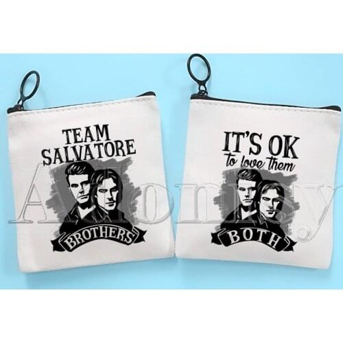 Damon Salvatore The Vampire Diaries Chronicles Vampiricas Key Bag Classic Animation Zipper Storage Bag Customized Print