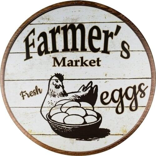 Decor Signs Indoor/Outdoor Farmers Market Eggs Wholesale Novelty Metal Circular Sign