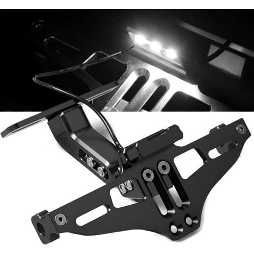 Motorcycle CNC License Holder Frame Number Plate Bracket With Led Light Adjustable For SUZUKI GS500 SV650 DL650 GN125 GSXR