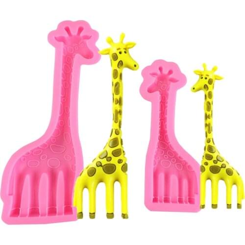 Fondant Chocolate Mold Non-stick Cake Tool Giraffe Shape Pink Silicone Mold Easy Release DIY Kitchen Accessories Baking Tool