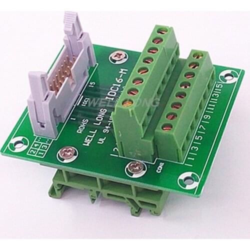 IDC16 2x8 Pins 0.1" Male Header Breakout Board, Terminal Block, Connector