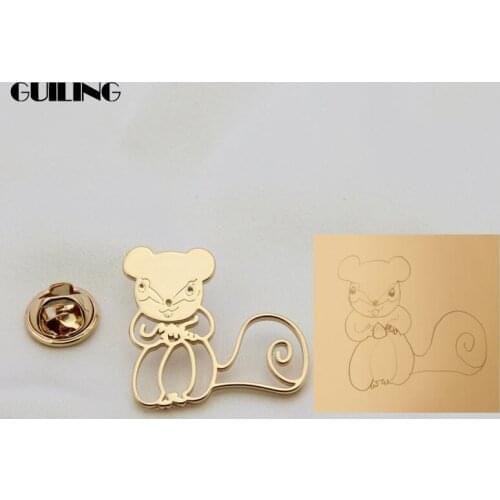 Dainty Personalized Kids Painting Logo Image Custom Brooch Lapel Pins Stainless Steel Collar Pin Gift Badges Jewelry for Clothes