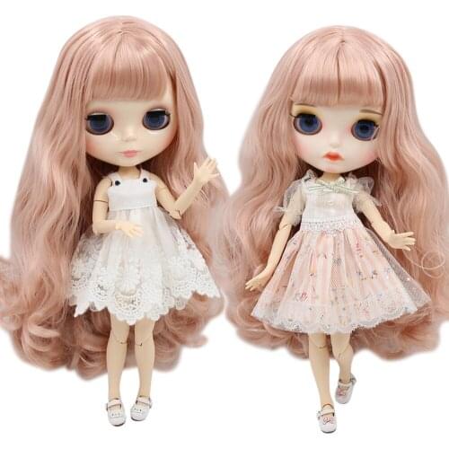 ICY DBS Blyth doll customized 1/6 bjd with white skin pink curly hair nude joint body for girl gift BL1329