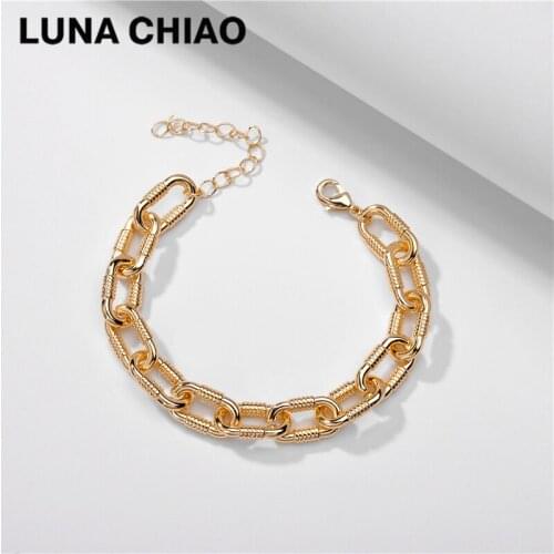 LUNA CHIAO Fashion Jewelry Trendy Chunky Bold Metal Chains Links Bracelets for Women