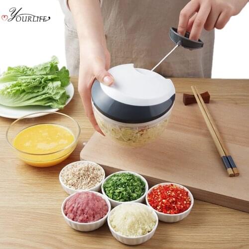 OYOURLIFE 500/900ML Multi-function Food Processor Hand-power Meat Grinder Kitchen Fruit Vegetable Meat Shredders Kitchen Tools