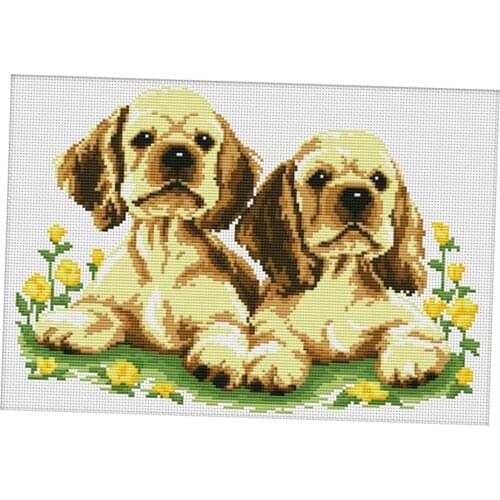 11CT Stamped Cross Stitch Kit Embroidery Package Needlecraft - Dogs Pattern