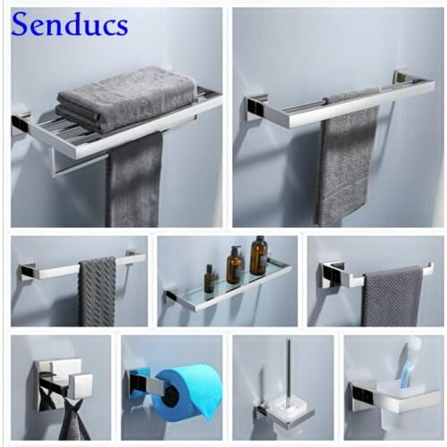 Bathroom Hardware Set Senducs Quality 304 Stainless Steel Bathroom Hadrware Set Mirror Chrome Towel Rack Toilet Paper Holder