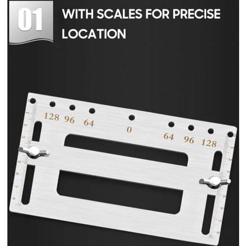 Stainless Steel Punch Locator for Door Furniture Handle Woodworking Hole Drill Guide with Scale for Cabinet Drawer