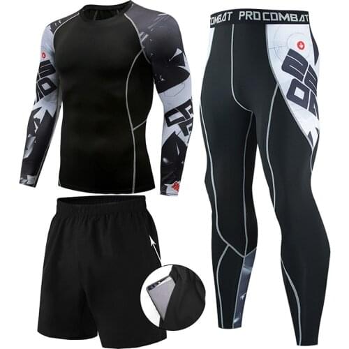 2021New Men Clothing Sportswear Gym Fitness Compression Suits Running Set Sport Outdoor Jogging Quick Dry Tight