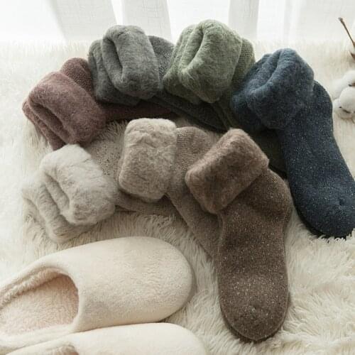 New Autumn And Winter Thickened Plus Velvet Ladies Socks Pure Color Simple And Versatile Fashion Warm Ladies Stockings