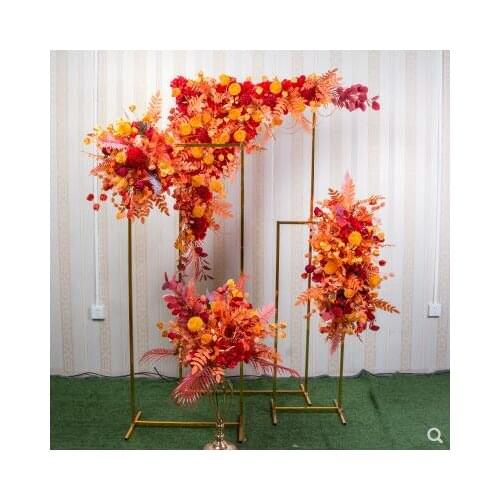 New wedding scene decoration floral arch background wall T stage Roman column decoration row flower road leading corner flower