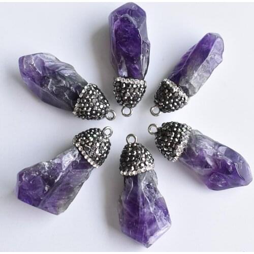Wholesale 6pcs/lot 2020 New fashion good quality natural Amethysts Irregular pendants for jewelry accessories making free