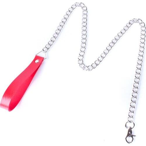 Metal Chain Neck Collars Leash With PU Leather Hand Rings for Adult Slave Games Bondage Restraints Sex Products Women Sex Toys