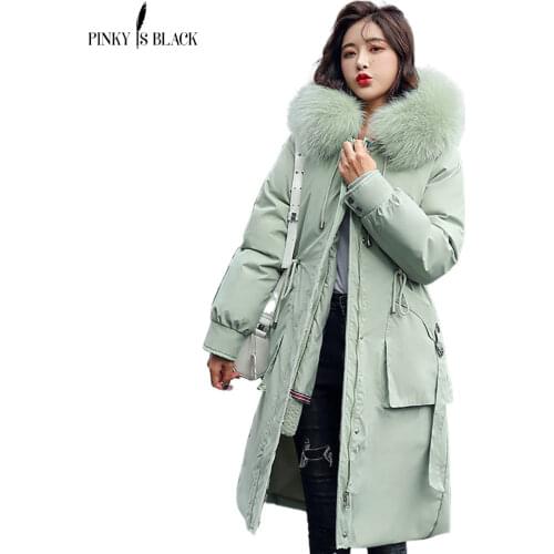 PinkyIsBlack -30 Degrees Snow Wear Long Parkas Winter Jacket Women Fur Hooded Clothing Female Fur Lining Thick Winter Coat Women