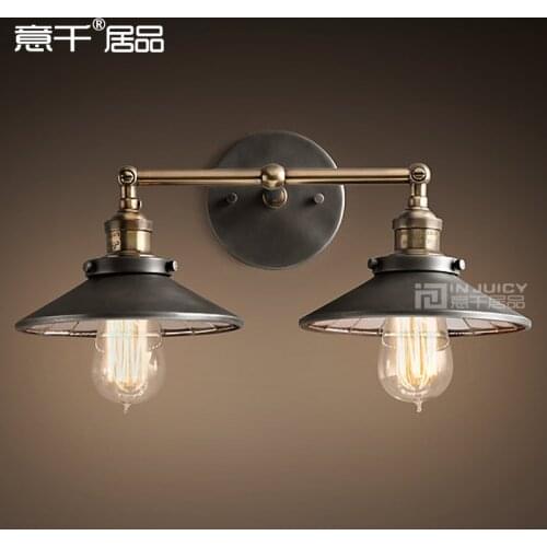 RH Loft Industrial Wall Lamp Double Heads Pendant Light Edison Bulb 22CM mirror Lighting Cafe Bar Coffee Shop Hall Store Club