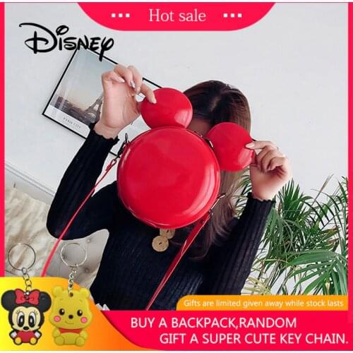2020 Disney Backpack Mickey Mouse Women Bags Mickey Shoulder Diagonal Bag Casual Fashion Girl PU Small Round Bag Birthday Gifts