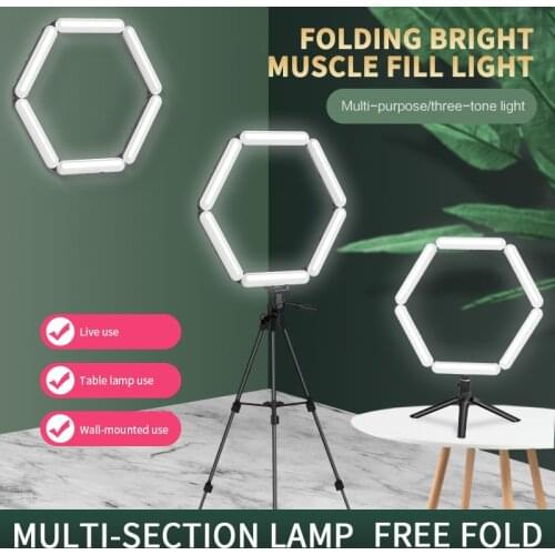 Folding Dimmable Fill Light USB Live Freely Combined Shapes Adjustable Brightness Cold Warm LED Ring Light For Shooting Video