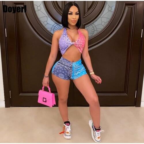 Sport Two Piece Short Set for Women Summer Clothes Sweat Suit Bandana Sexy Co Ord Set Women Tracksuit 2 Piece Set Wholesale