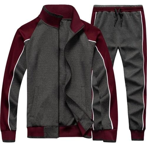 Mens Sportswear Casual Spring Tracksuit Men Two Pieces Sets Stand Collar Jackets Sweatshirt Pants Joggers Track Suit Running