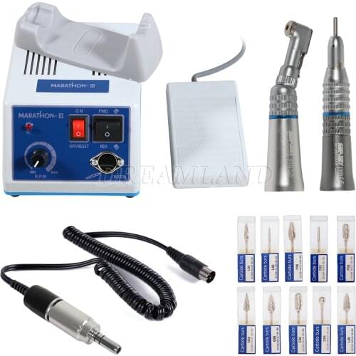 Dental Lab Portable Polishing Machine N3 + E-Type Electric motor+ Straight/Contra Handpiece+Polishing HP 2.35mm Carbide Burs