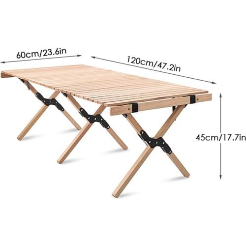 Outdoor Portable Table Foldable Lightweight Wood Table Collapsible Table for Camping Beach Backyard Party