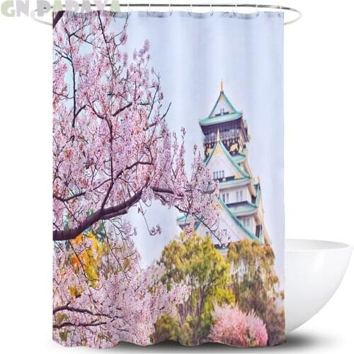 Cherry blossoms Bath Curtains farmhouse decor Waterproof Polyester tropical pattern landscape Shower Curtains Screen with Hooks