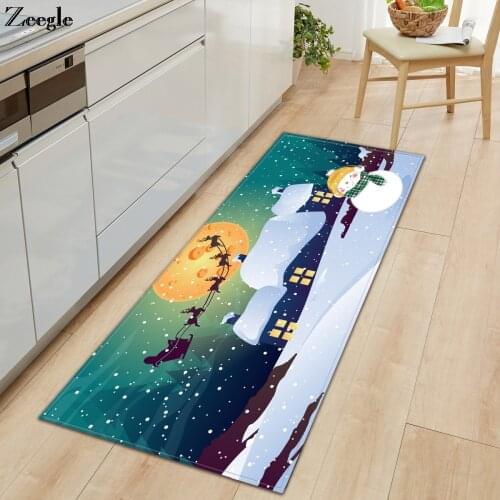 Zeegle Christmas Rugs and Carpets for Home Living Room Anti-slip Long Rectangle Kitchen Carpet Absorbent Soft Bedside Carpet Mat