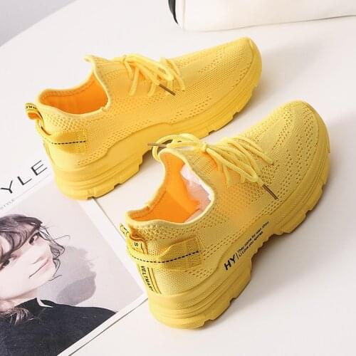 Tenis Feminino Tennis Shoes for Women 2021 New High Quality White Yellow Beige Fitness Jogging Athletic Trainers Sneakers Woman