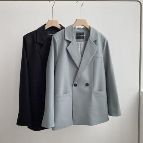 Spring 2021 New Double-breasted Pure Color Women Blazers Loose Casual Long Sleeve Woman Jacket Suit Cardigan Coat Veste Femme