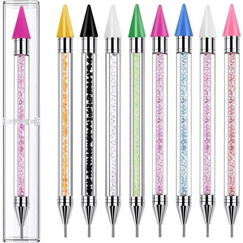 1PC Dual Heads Acrylic Dotting Drill Pen For Nail Art Rhinestone Picker DIY Rhinestone Gem Embroidery Picker Crystal Handle Tool