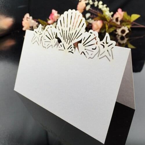 100pcs White Laser Cut Paper Place Card Wedding Party Escort Table Wine Food Guest Seat Name Mark Place Cards Favors Decorations