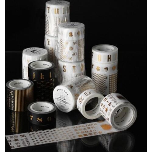 2pcs/pack Alphabet Number Gilding Washi Tape Diy Scrapbooking Sticker Label Masking Tape School Office Supply