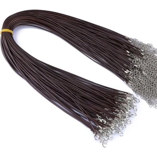 20pcs 1.5mm Fauxs Leather Handmade Adjustable Braided Rope Pendant Charm DIY Findings Lobster Clasp String Cord Jewelry Making