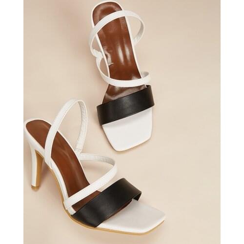 2021 Square Toe Fashion Sandals Female One-step High Heels Plus Size Sandals Pramei Shoe Factory Spot Size 35-42 CGB