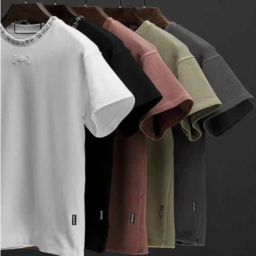 2021 Summer Mens T-shirt Korean Version Loose Large Size Round Neck Pullover Short Sleeve Sports T-shirt Male Jogger Clothing