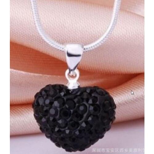 5pcs/lot 10*14mm Mix multicolor white rose silver plated snake chain heart beads crystal Crystal necklace gift t353