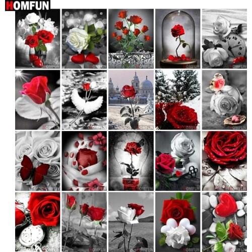 HOMFUN Full Drill Diamond Painting "Bouquet of roses" DIY Picture Of Rhinestone 5D Diamond Embroidery Cross Stitch Decor