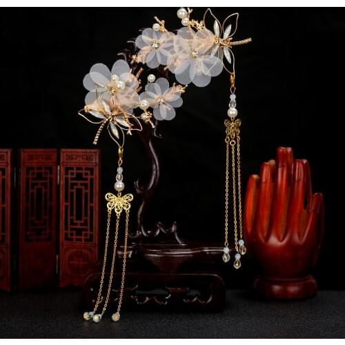 Antique jewelry female headdress Han Chinese clothing costume accessories beautiful dragonfly butterfly tassel step shake