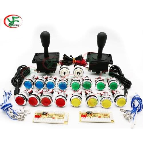 Arcade Game DIY Parts for 4/8 Way Happy Style Arcade Joystick Zero Delay USB Encoder CHROME Plated illuminated LED Push Button