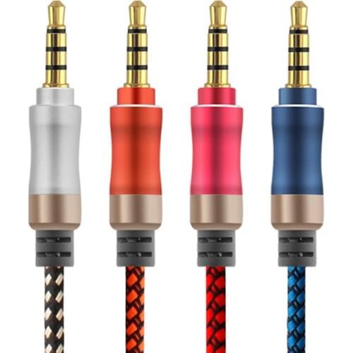 Jack Audio Cable 3.5mm Male To Male Car AUX Extension Cable Gold-Plated 4 Poles Plug For Mobile Phone Flat Notebook Speaker Wire