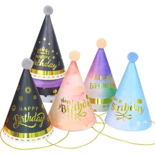Bronzing Cake Letter Birthday Hat Party Tricorne Childrens Birthday Party Supplies Decoration Fur Ball Hat