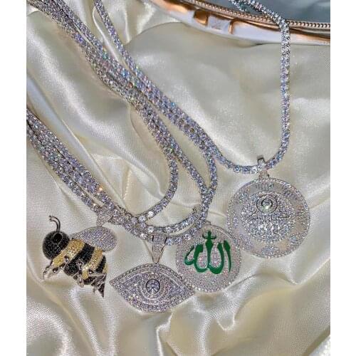 2020 iced out bling 5A sparking cz cubic zirconia lucky evil eye pendant necklaces women men tennis chain beaded chain jewelry