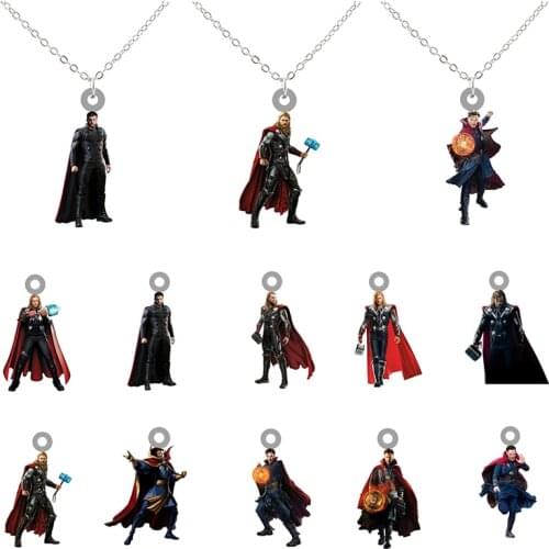 Disney Marvel Avengers Theme Thor Figure Doctor Strange Acrylic Chain Pendant Necklace Ornaments Men Epoxy Resin Jewelry MLV351
