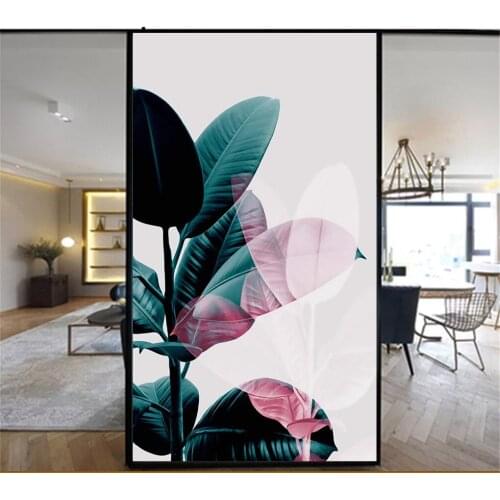Decorative Windows Film Privacy Plant Leaves Stained Glass Window Stickers No Glue Static Cling Window Cling Window Tint 16